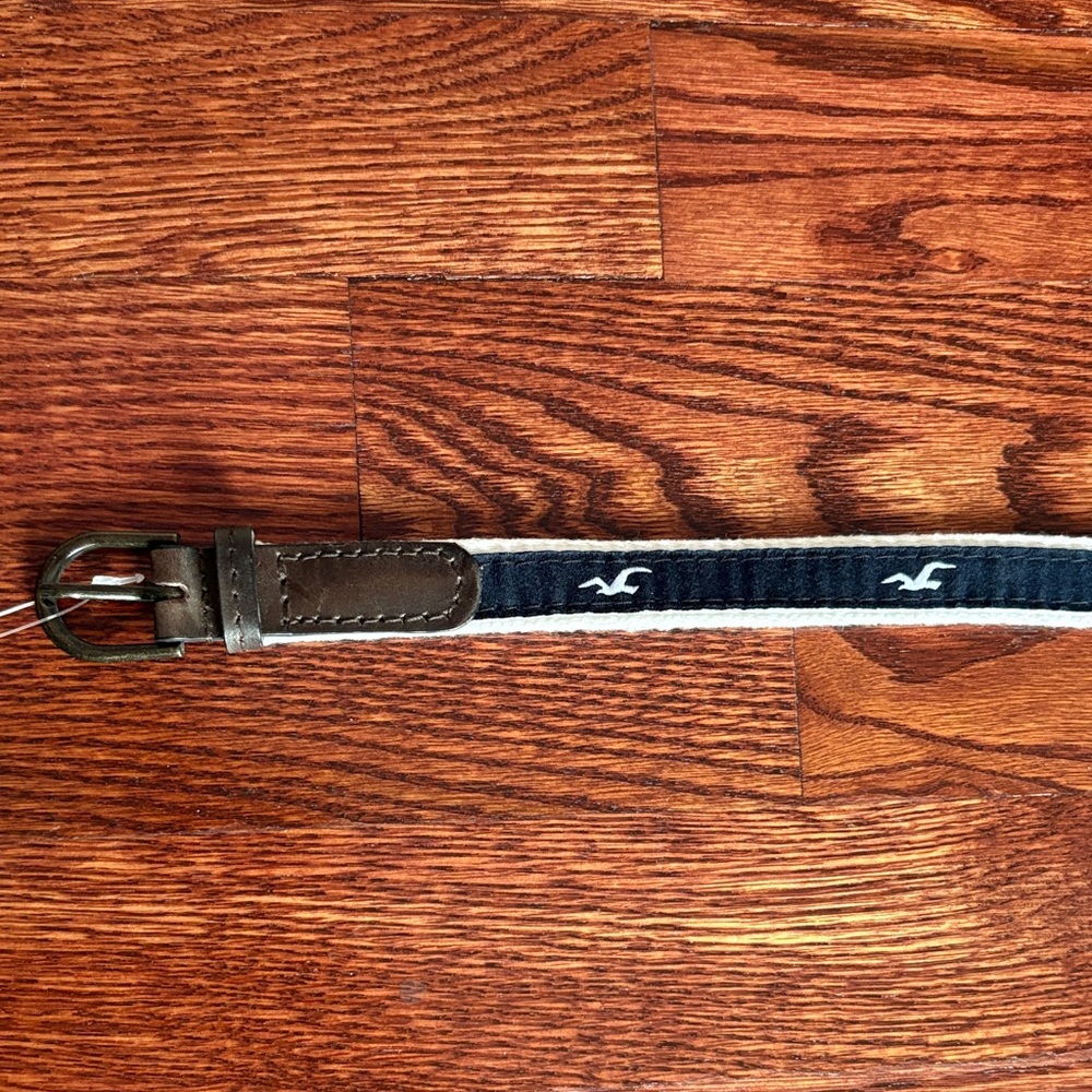 Hollister Blue and Brown Logo Belt